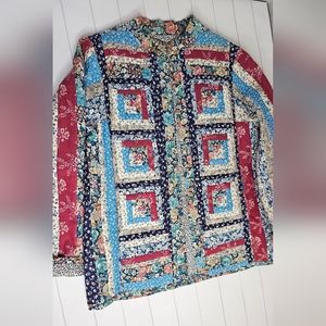 Vintage handmade log cabin quilted patchwork blazer jacket